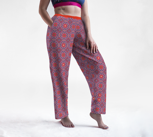 Pink Ornamental Pattern Large Pant