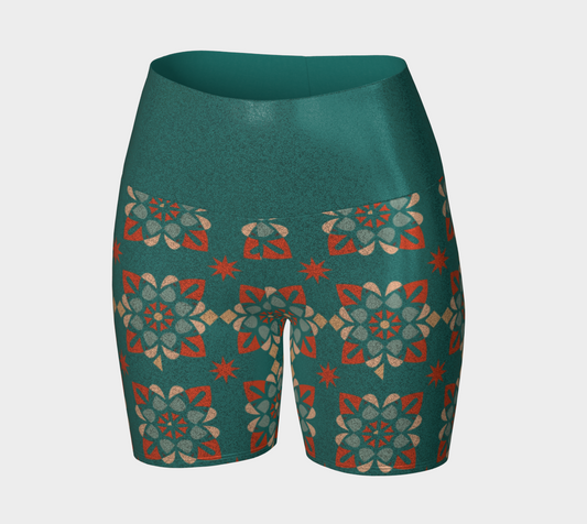 Shiny Peacock Blue Yoga Short